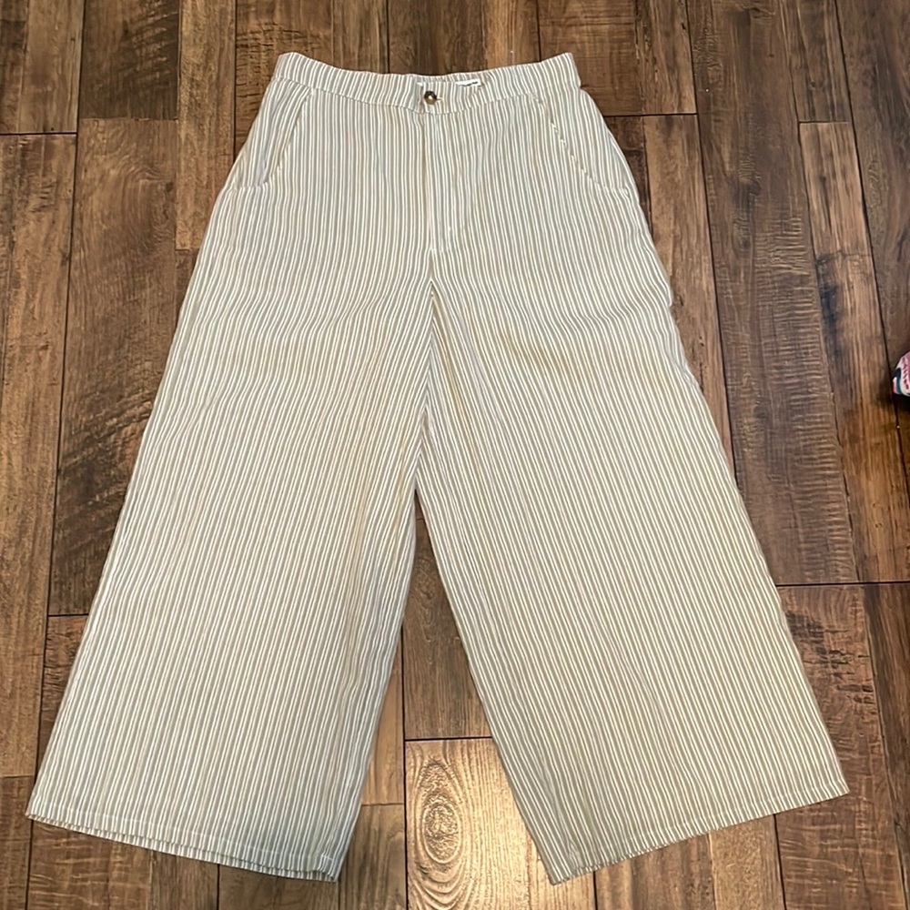 Green Striped Wide leg pants